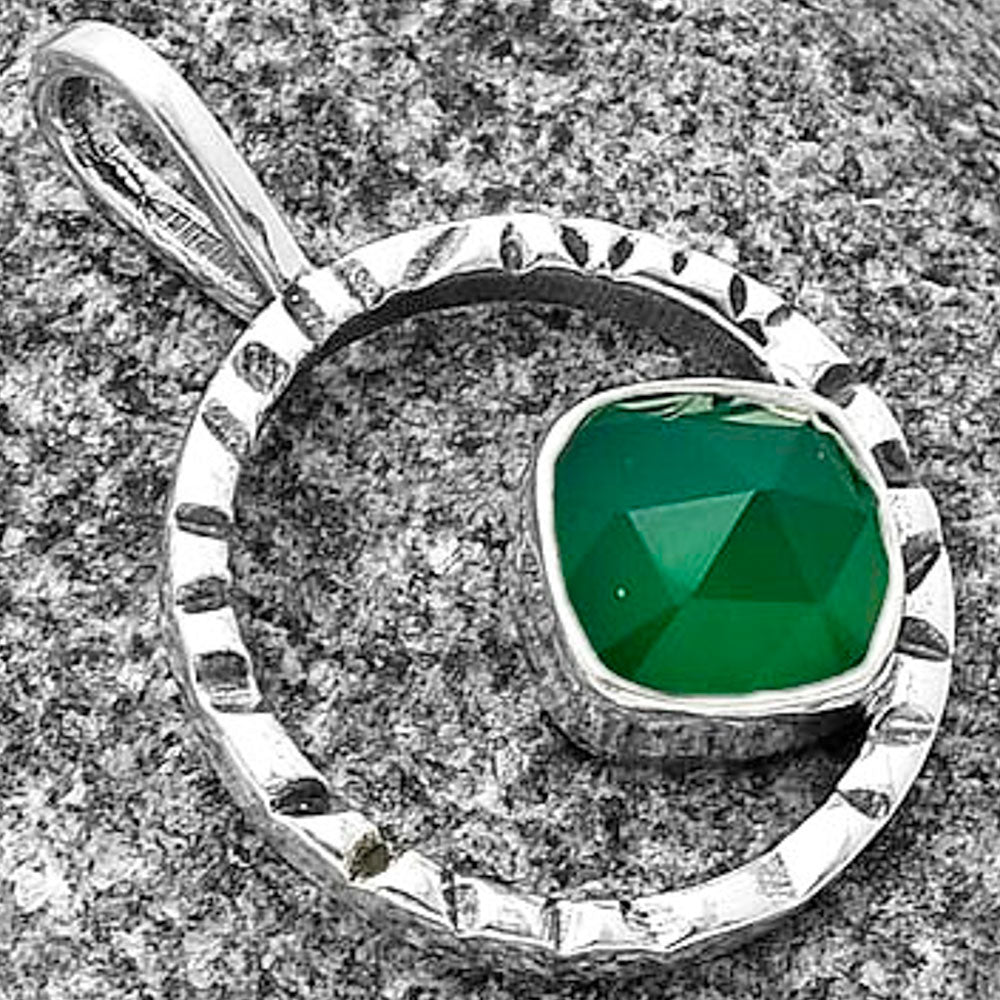 Natural Green Onyx Checker Pendant P-1067 SDP139566