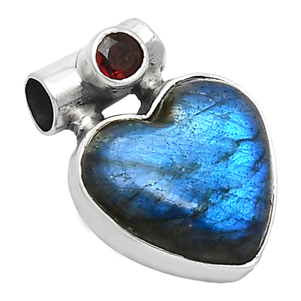 Heart Blue Fire Labradorite & Garnet Pendant P-1300 SDP152267