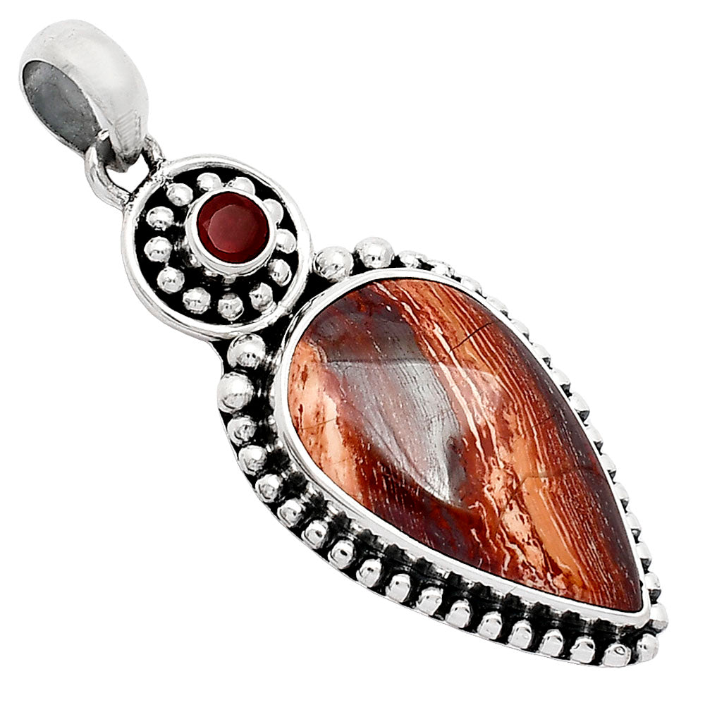 Natural Snake Skin Jasper & Garnet Pendant P-1500 SDP152877
