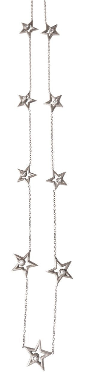 Stars-Chain of Stars Necklace-14K gold with diamonds