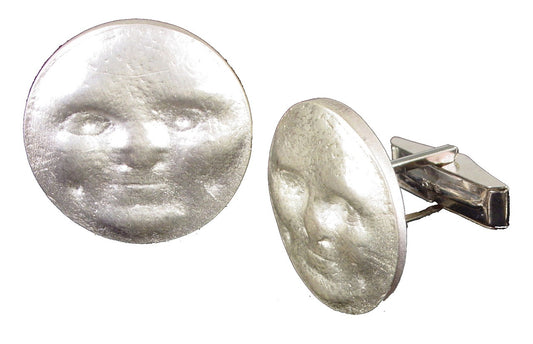 Sun/Moon Face Cufflinks- Someone to Watch Over Me- Sterling Silver with Diamond Eyes-0