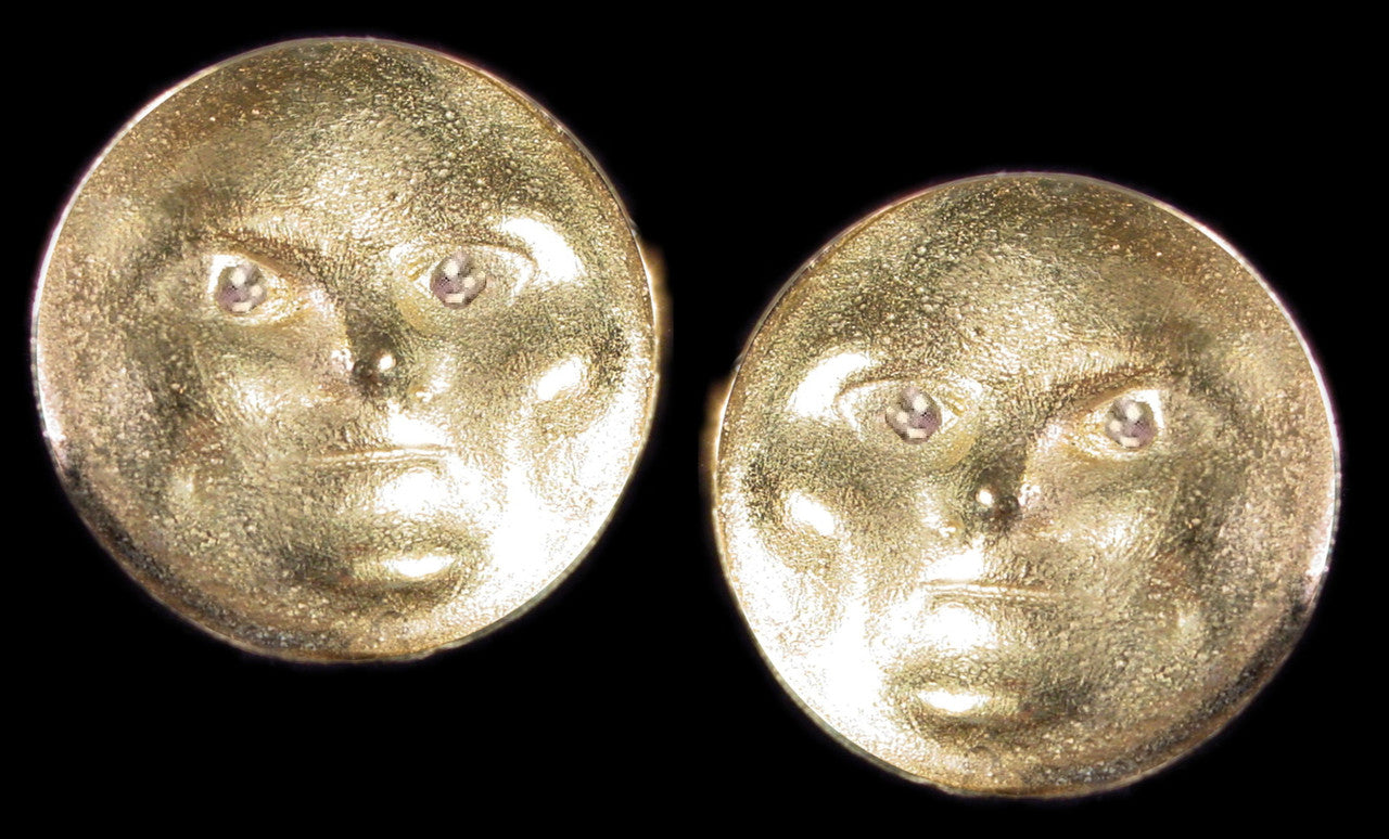 Someone to Watch Over Me-Face Earrings Diamond Eyes-14K Gold-Nickle size-20