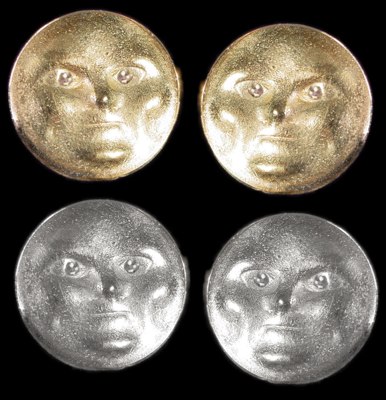 Someone to Watch Over Me-Face Earrings Diamond Eyes-14K Gold-Nickle size-17