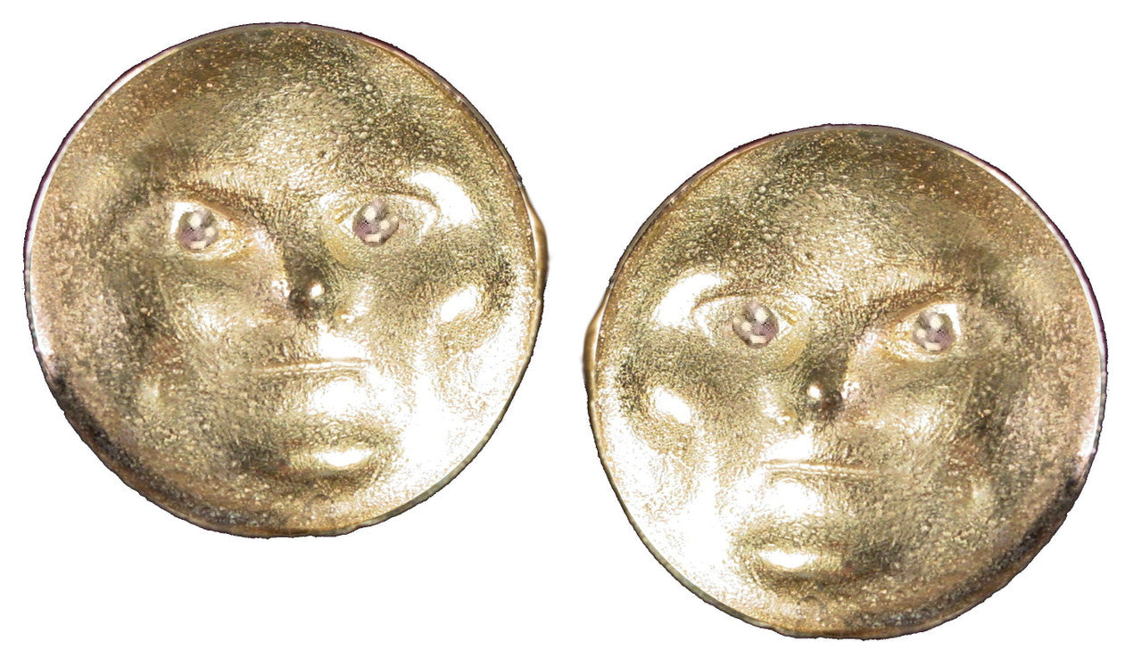 Someone to Watch Over Me-Face Earrings Diamond Eyes-14K Gold-Nickle size-10