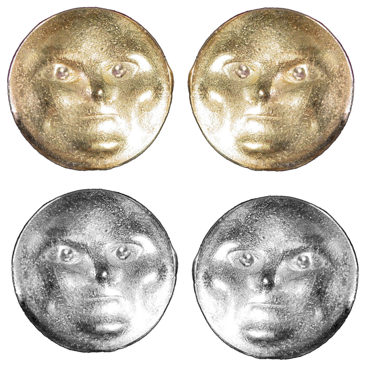 Someone to Watch Over Me-Face Earrings Diamond Eyes-14K Gold-Nickle size-3