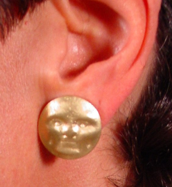 Someone to Watch Over Me-Face Earrings Diamond Eyes-14K Gold-Nickle size-0