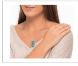 Sparkle, Wiggly, Teddy Bear Pendant/Necklace in Blue Crystals & Moving Arms & Legs