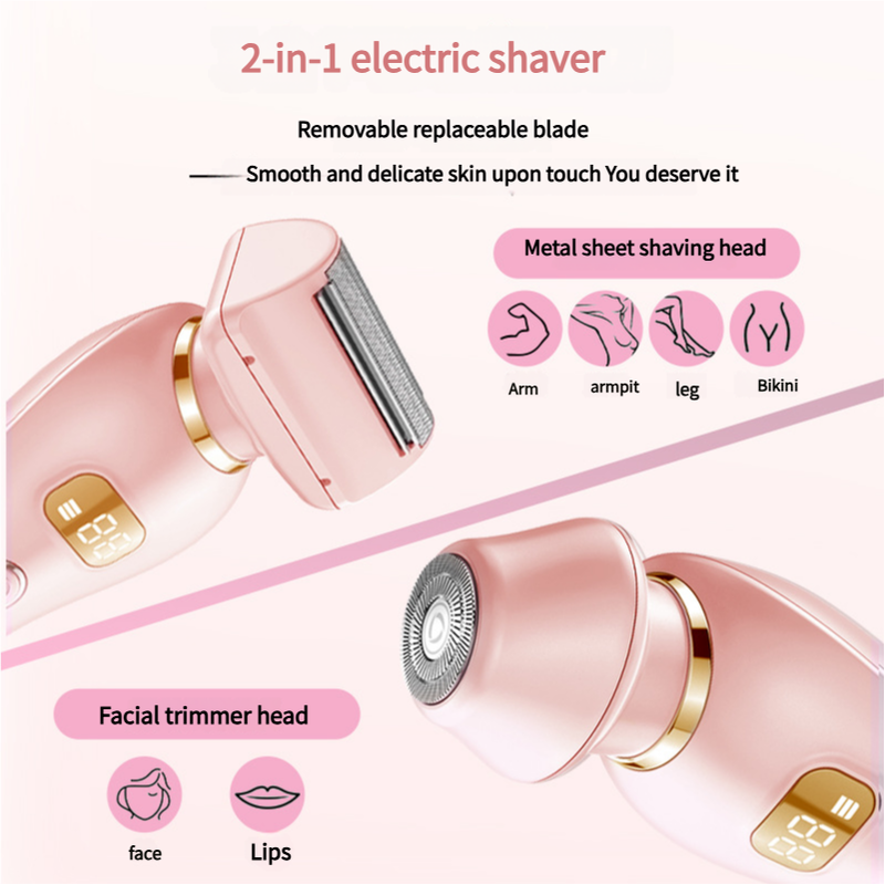NNEDSZ U34 White 2-in-1 Electric Razor for Women - Multifunctional Rechargeable Hair Removal Shaver