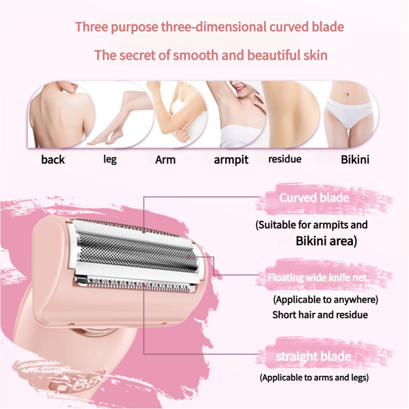 NNEDSZ U34 White 2-in-1 Electric Razor for Women - Multifunctional Rechargeable Hair Removal Shaver