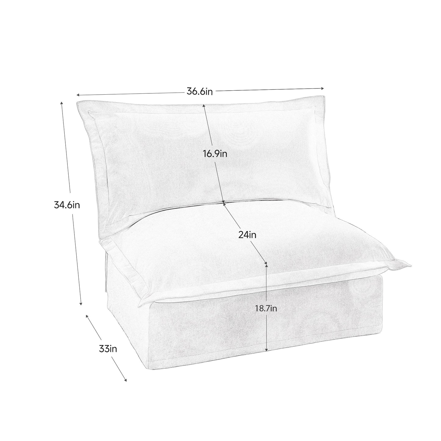 Koala Armless Sofa - Orange