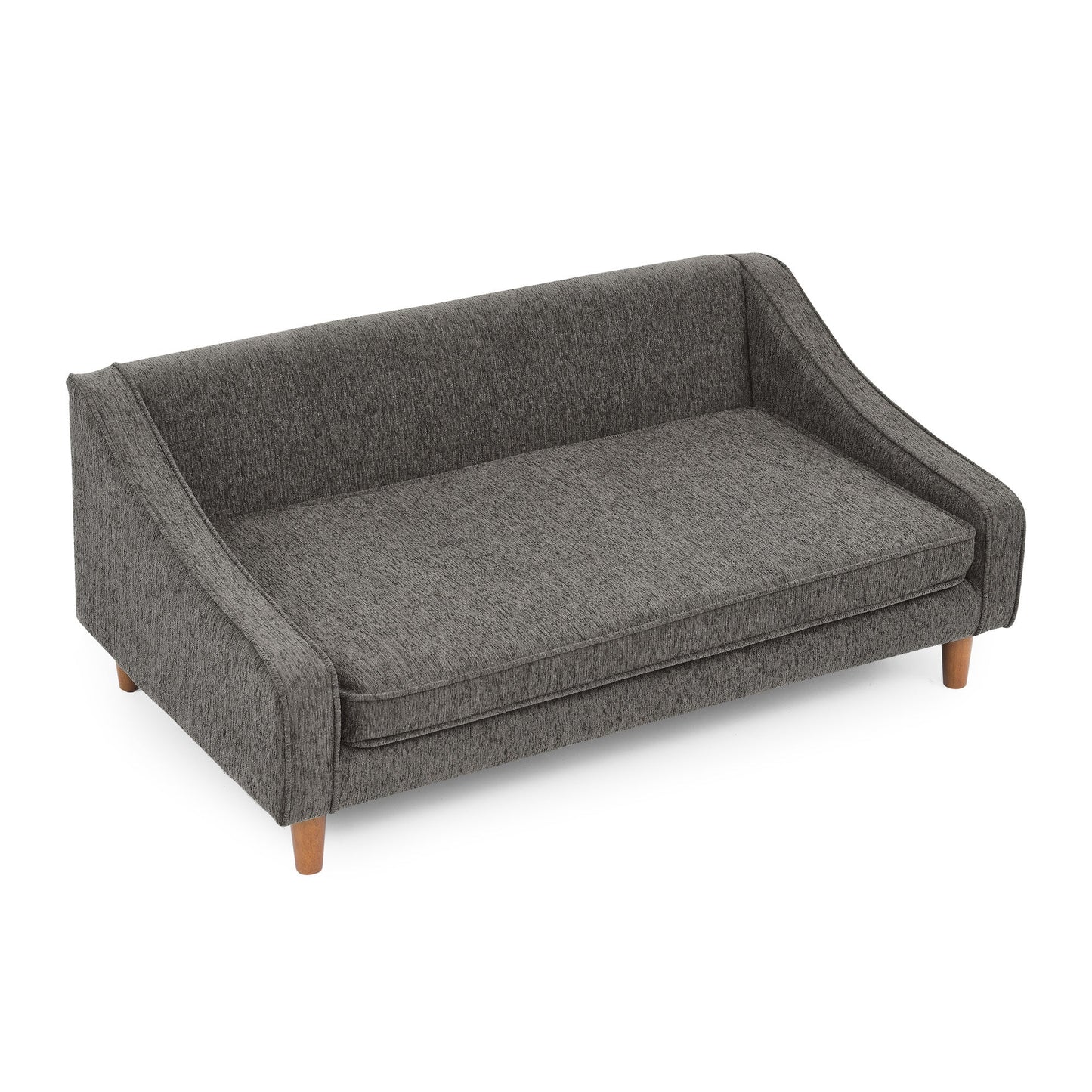 Durable Elevated Dog Sofa Bed with Modern Irregular Armrest Design, Comfortable Soft Pet Sofa - Dark Gray