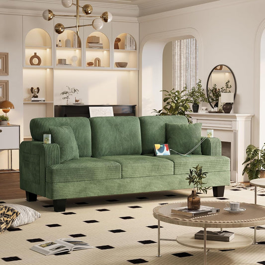 Comfy 83 Inch Sofa with USB Ports and Pillows