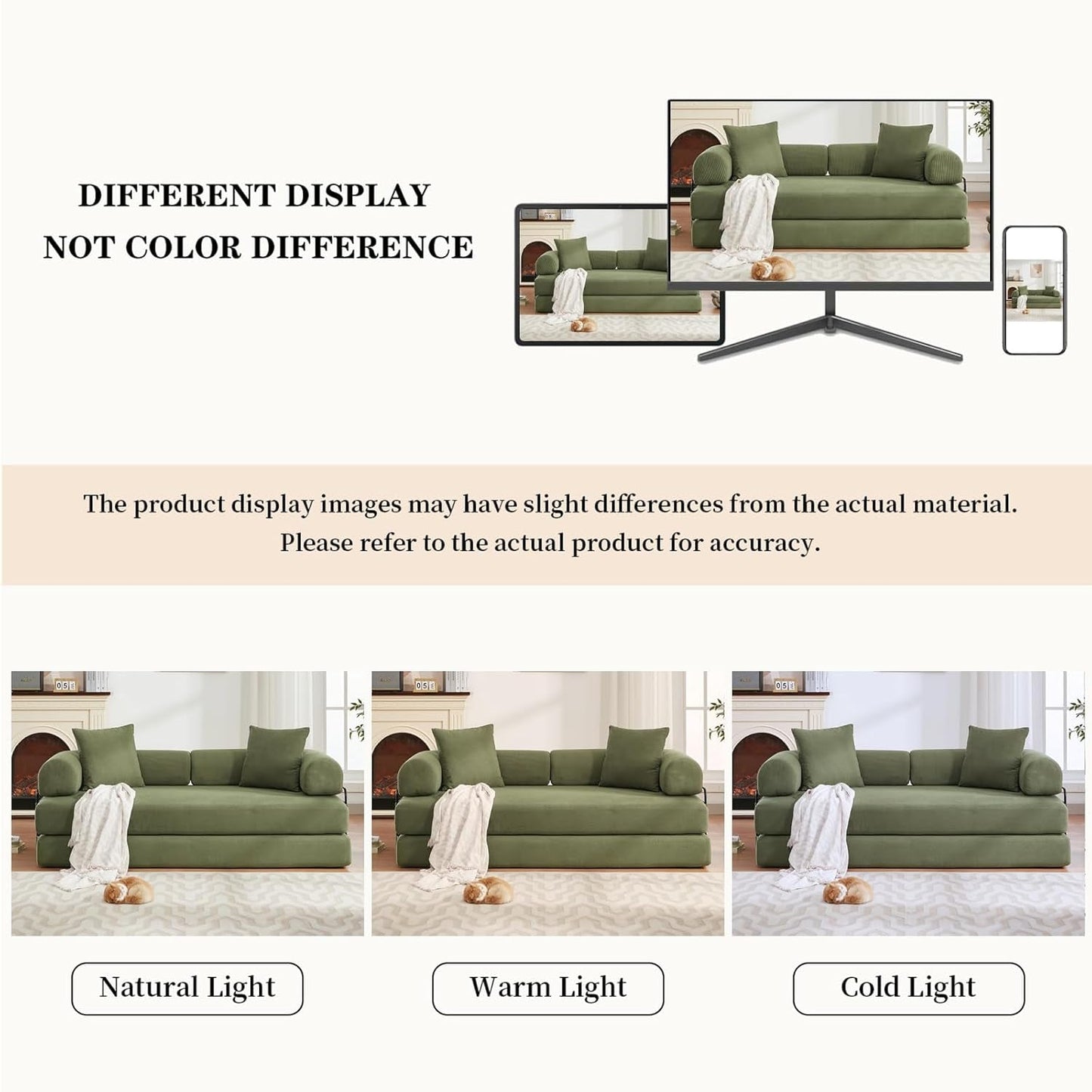 Convertible Folding Sofa Bed with Removable Backrest