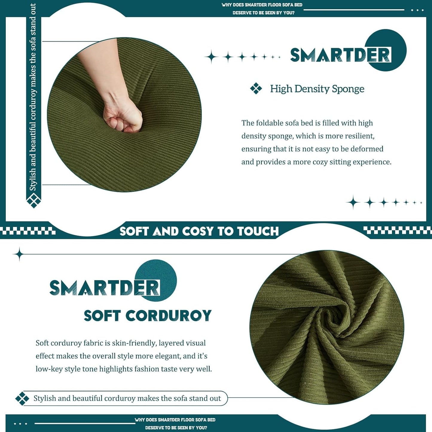 Convertible Folding Sofa Bed with Removable Backrest