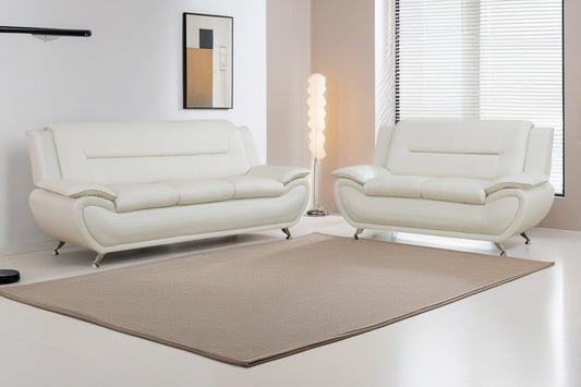 Sectional Sofa Sets, Living Room Furniture Sets Modern Faux Leather Sofa Couch 5-Seat Sofa for Living Room(A-Creamy White, Sofa+Loveseat)