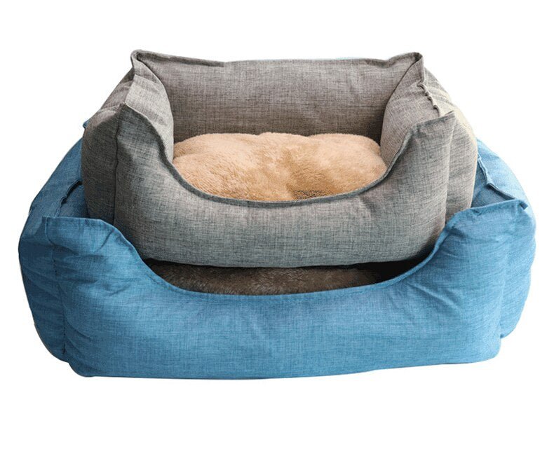 Dog Bed Winter Warm Pet Kennel Anti-Bite Square Puppy Sleeping Bed with Mat Soft Comfortable Pet Cushion For Small Medium Dogs