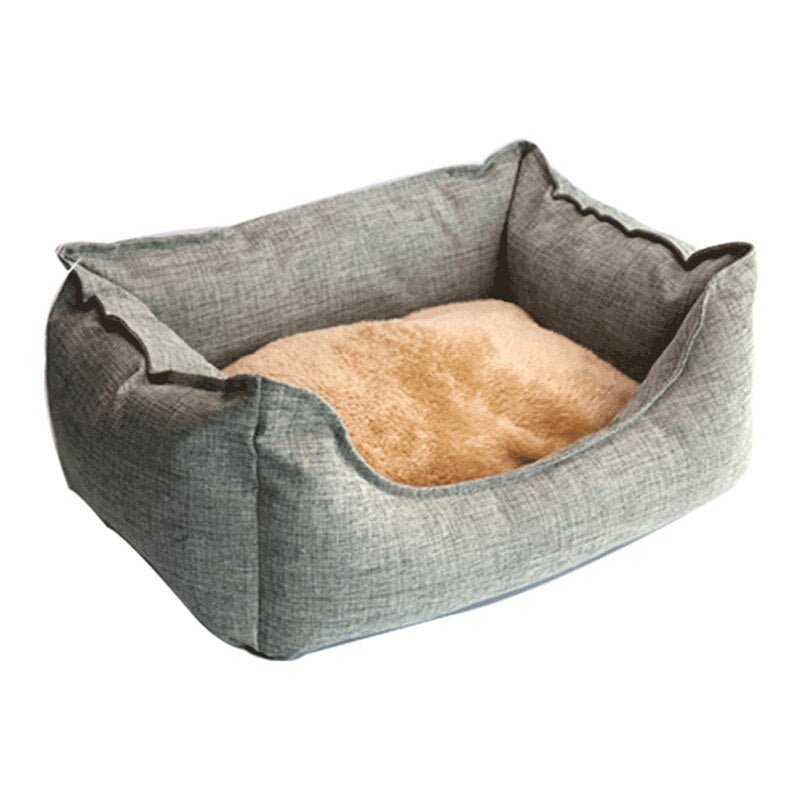 Dog Bed Winter Warm Pet Kennel Anti-Bite Square Puppy Sleeping Bed with Mat Soft Comfortable Pet Cushion For Small Medium Dogs