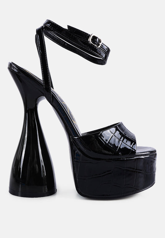 Drop Dead Patent Croc Ultra High Platform