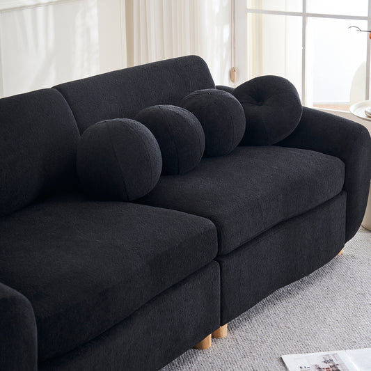 Modern Sofa for Living Room, 84' Green Chenille Sofa Couch, Sectional Love Seat Couch, Upholstered Sofa for Apatment Bedroom Home Office
