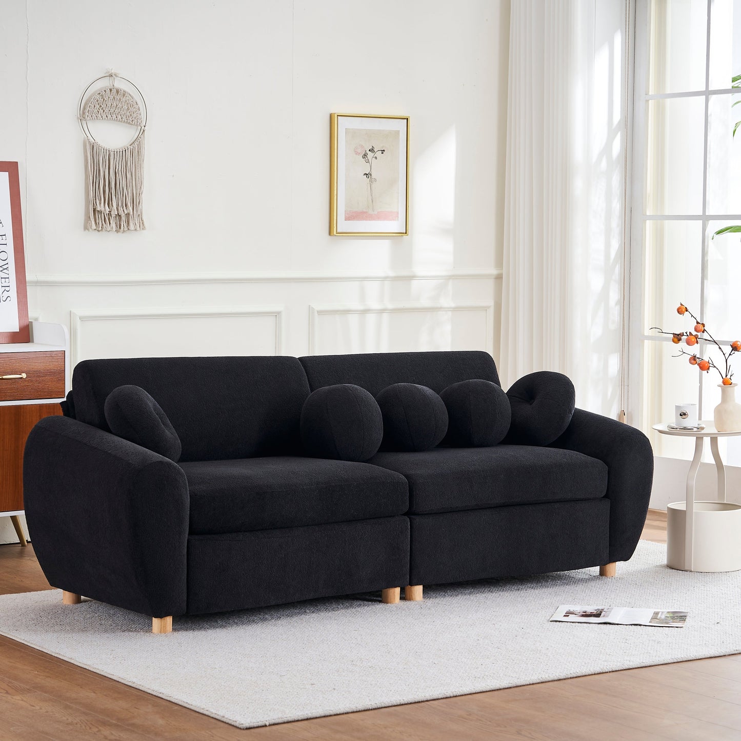 Modern Sofa for Living Room, 84' Green Chenille Sofa Couch, Sectional Love Seat Couch, Upholstered Sofa for Apatment Bedroom Home Office