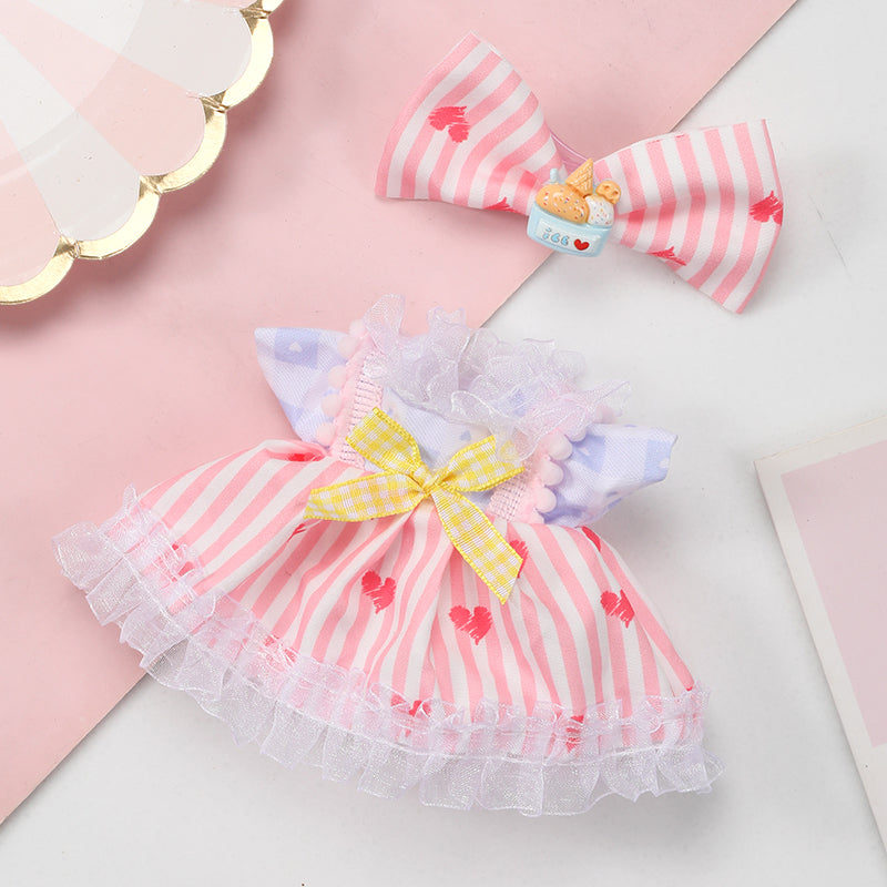 Labubu Pink Heart Stripe Outfit