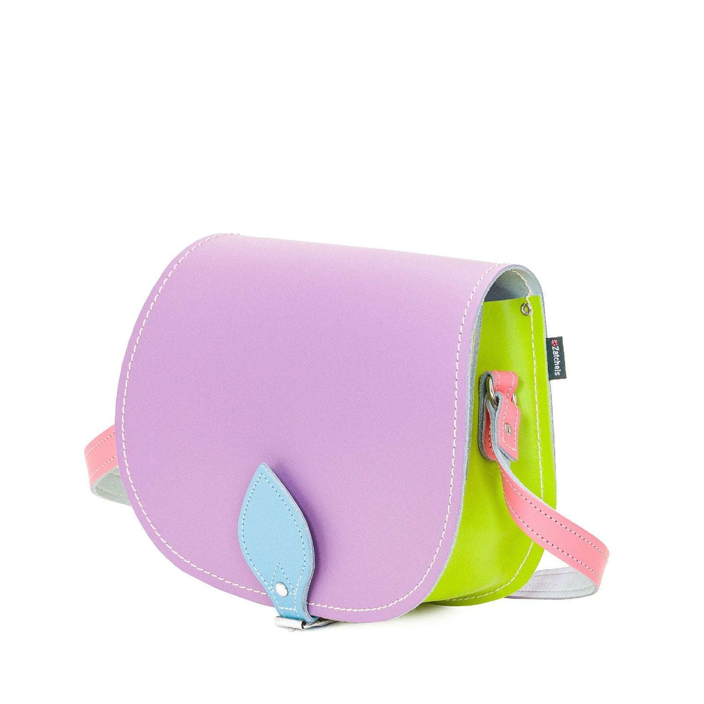 Handmade Leather Saddle Bag - Pastel Kaleidoscope-1