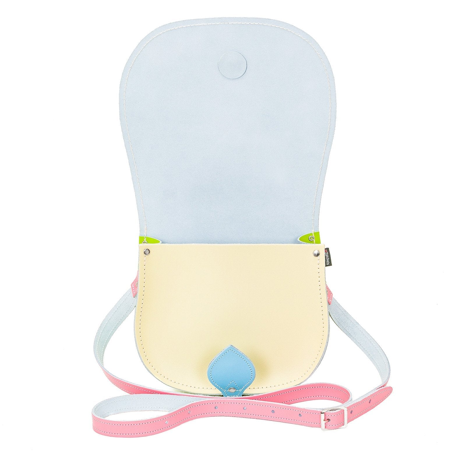 Handmade Leather Saddle Bag - Pastel Kaleidoscope-3