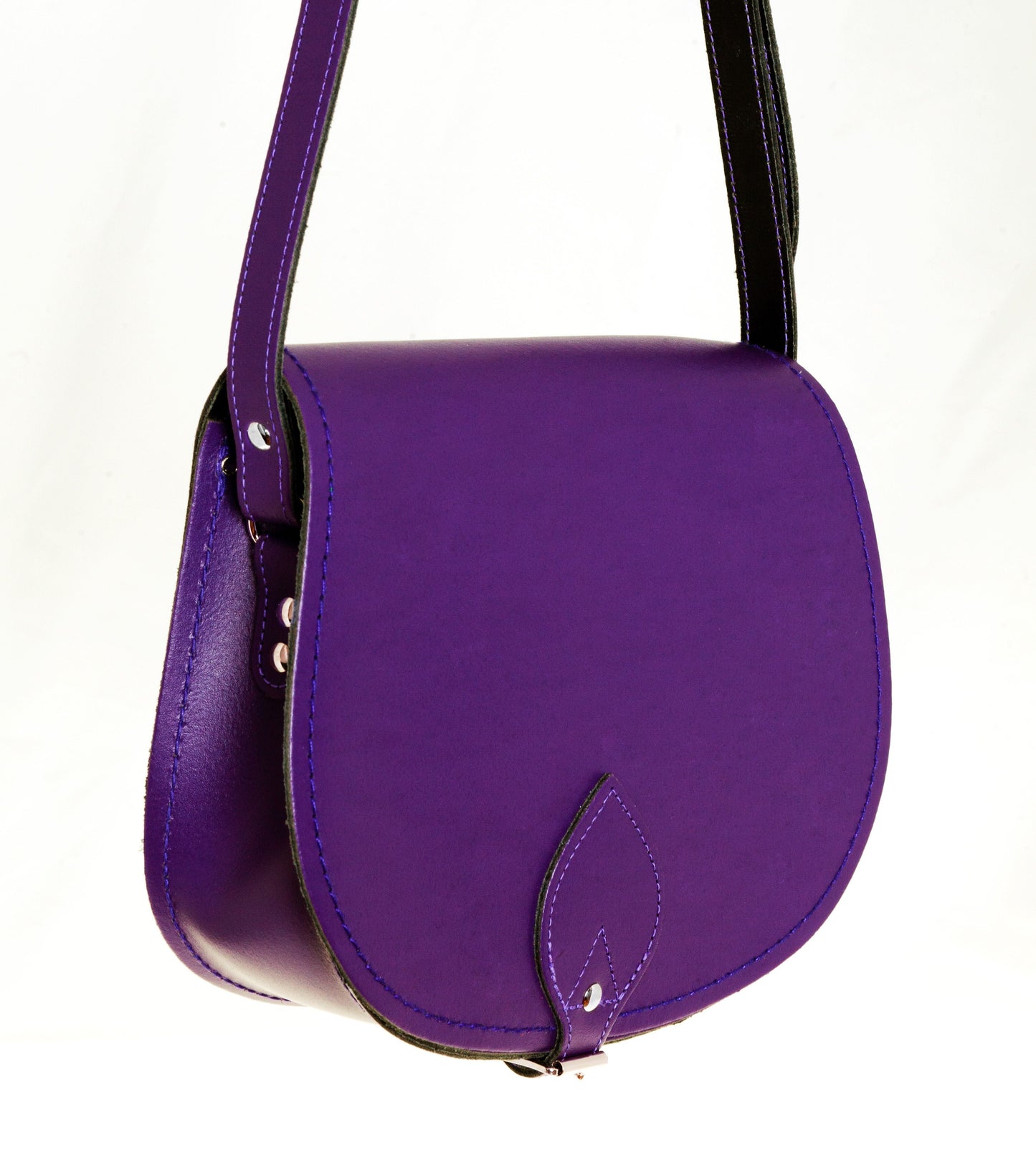 Handmade Leather Saddle Bag - Purple-1