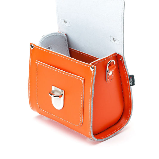 Handmade Leather Sugarcube Handbag - Orange